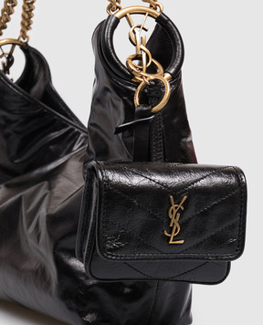 Saint Laurent Black glossy leather key chain case NIKI 8712130EN07