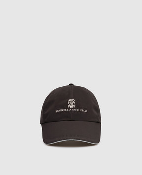 Brunello Cucinelli Black cap with embroidered emblem MM4799859