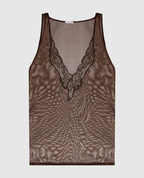 Balmain Brown top with lace TO0000000002