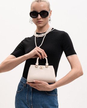 Valentino VLogo Signature Beige Leather Mini Bag 9W2P0BA9SNP