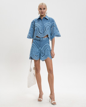Charo Ruiz Blue cropped Storm blouse 263200