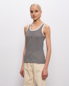 Saint Laurent Striped T-shirt with embroidered emblem 832278Y37ZN