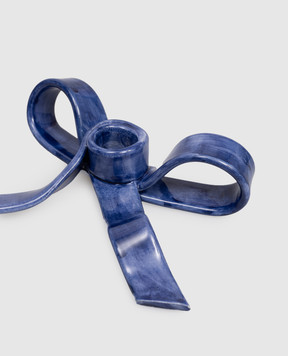Bitossi Home Blue ceramic candlestick in the shape of a bow EMP00419