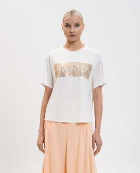 Twinset White T-shirt with sequins 261LB2SAA