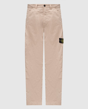 Stone Island Beige pants with a patch L1S153100008S0298