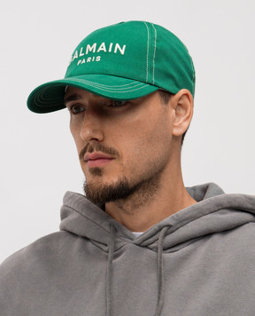 Balmain Green cap with logo embroidery FH0XA015CB24