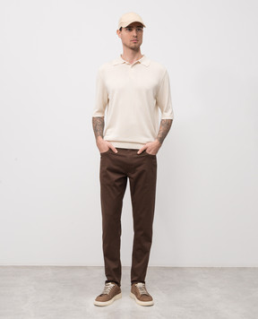 ISAIA Beige silk polo shirt MG8262Y0470