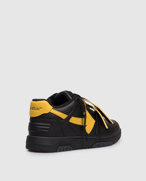 Off-White Out Of Office black leather sneakers with contrast logo OMIA189S26LEA001