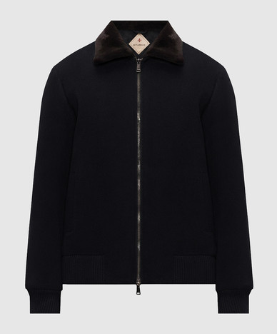Blue wool jacket with mink fur