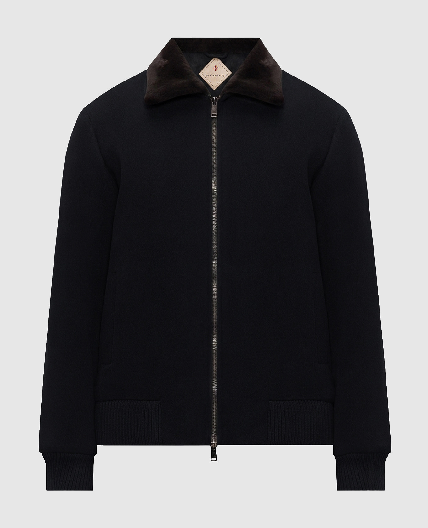 Blue wool jacket with mink fur