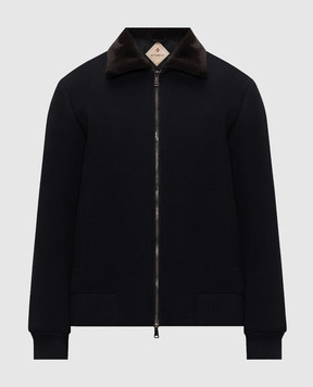 Be Florence Blue wool jacket with mink fur BE26M17