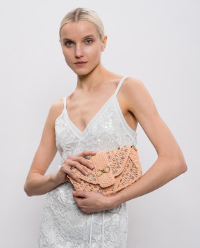 Twinset Orange knitted bag with crystals 261TB7490