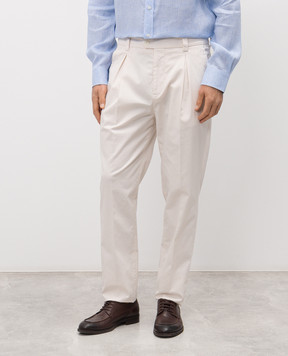 Brunello Cucinelli White pants with a patch M289L3030F
