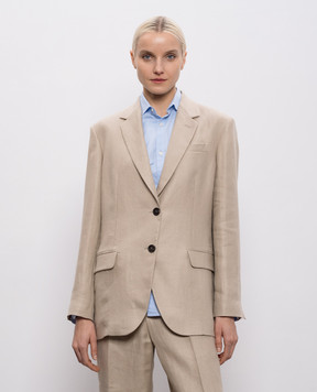 Brunello Cucinelli Beige linen jacket with monil chain MH5277519