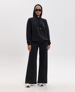 Off-White Black hoodie with textured Flock Paisley print 2FE00337T