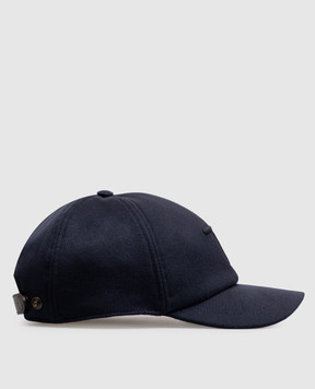 Tom Ford Blue cashmere cap with monogram embroidery MH005TCW003G