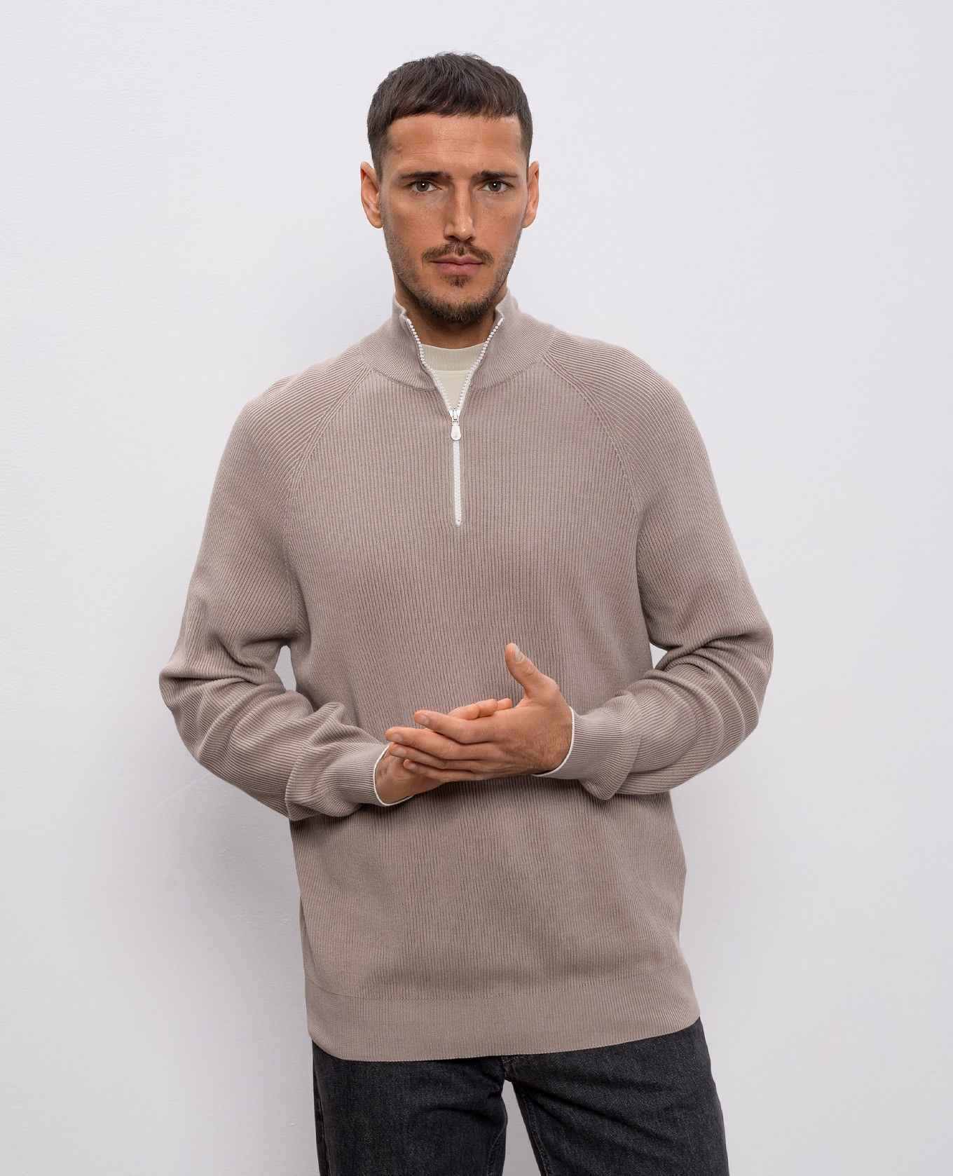 Beige jumper with zipper Brunello Cucinelli 3