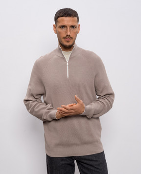 Brunello Cucinelli Beige jumper with zipper M29400104