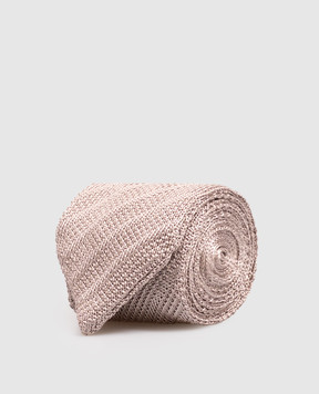 Brunello Cucinelli Beige silk tie with a pattern MY8640018