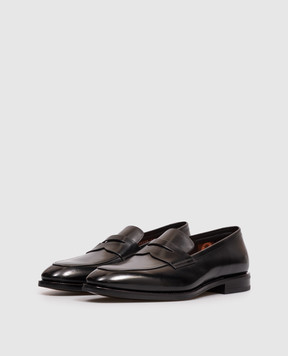 Santoni Black leather glossy loafers MCAD19385PL7HNTG