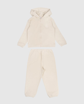 Brunello Cucinelli Children's beige tracksuit with embroidered monogram logo BD824MT02S