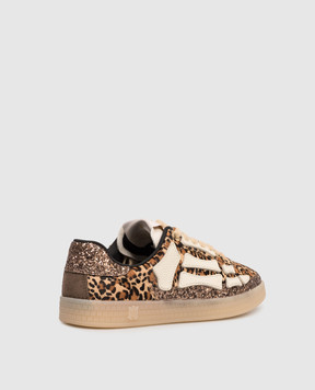 AMIRI Brown Leopard pacific bones sneakers in animal print AWSNSN1024