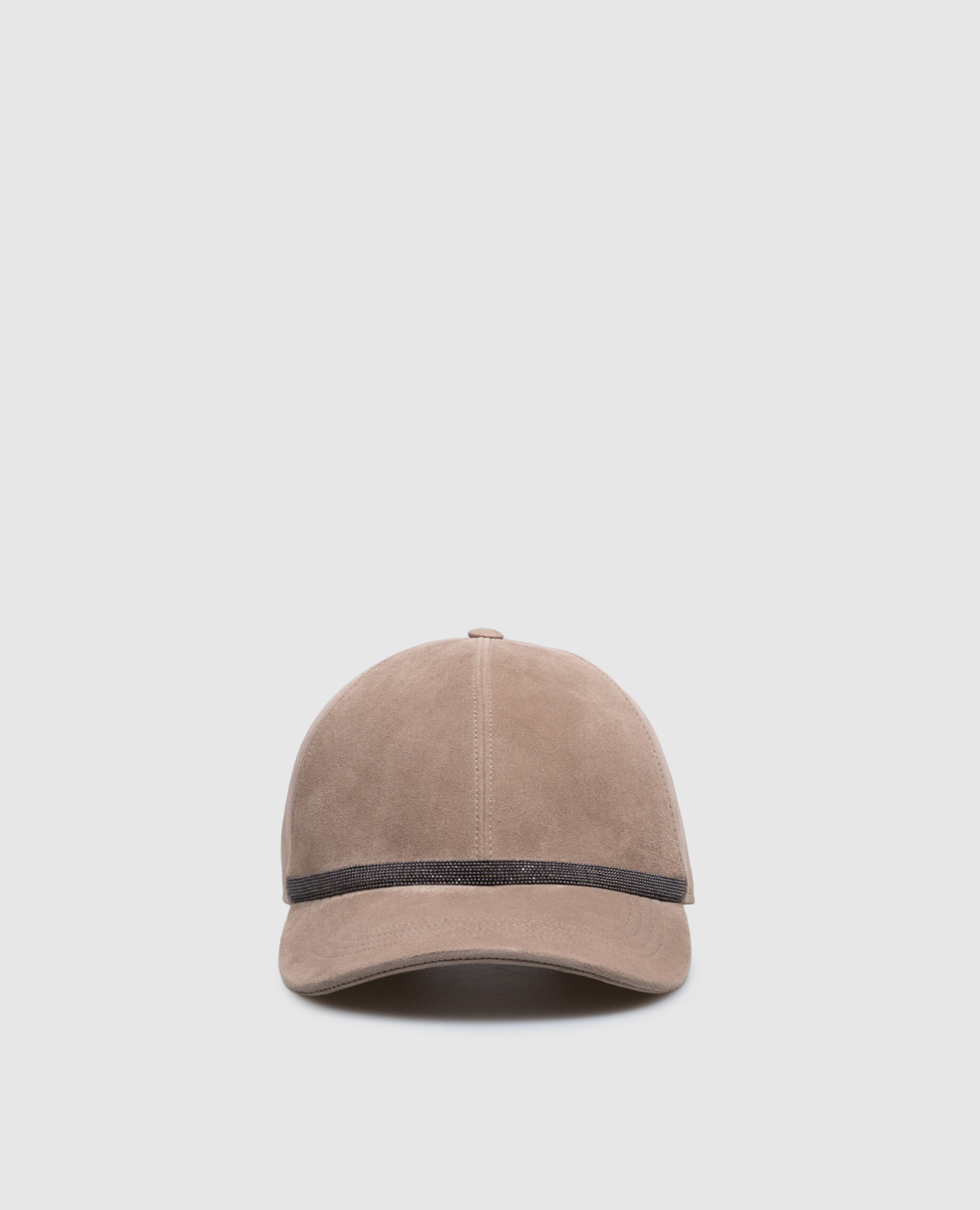 Beige suede cap with monil chain