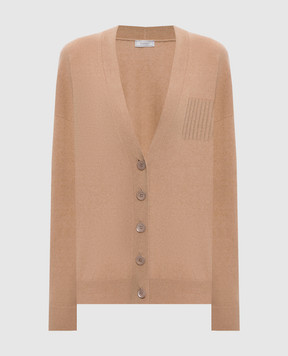 Peserico Beige wool, silk and cashmere cardigan with monil chain A99207F12A9283