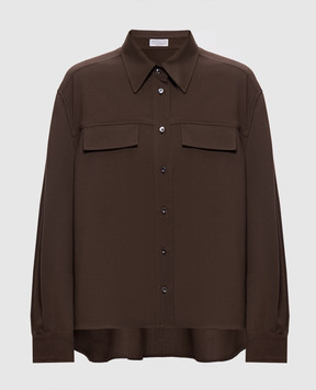 Brunello Cucinelli Brown shirt with wool MP542M1S06