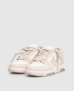 Off-White Out Of Office beige leather sneakers with logo OWIA259C99LEA006