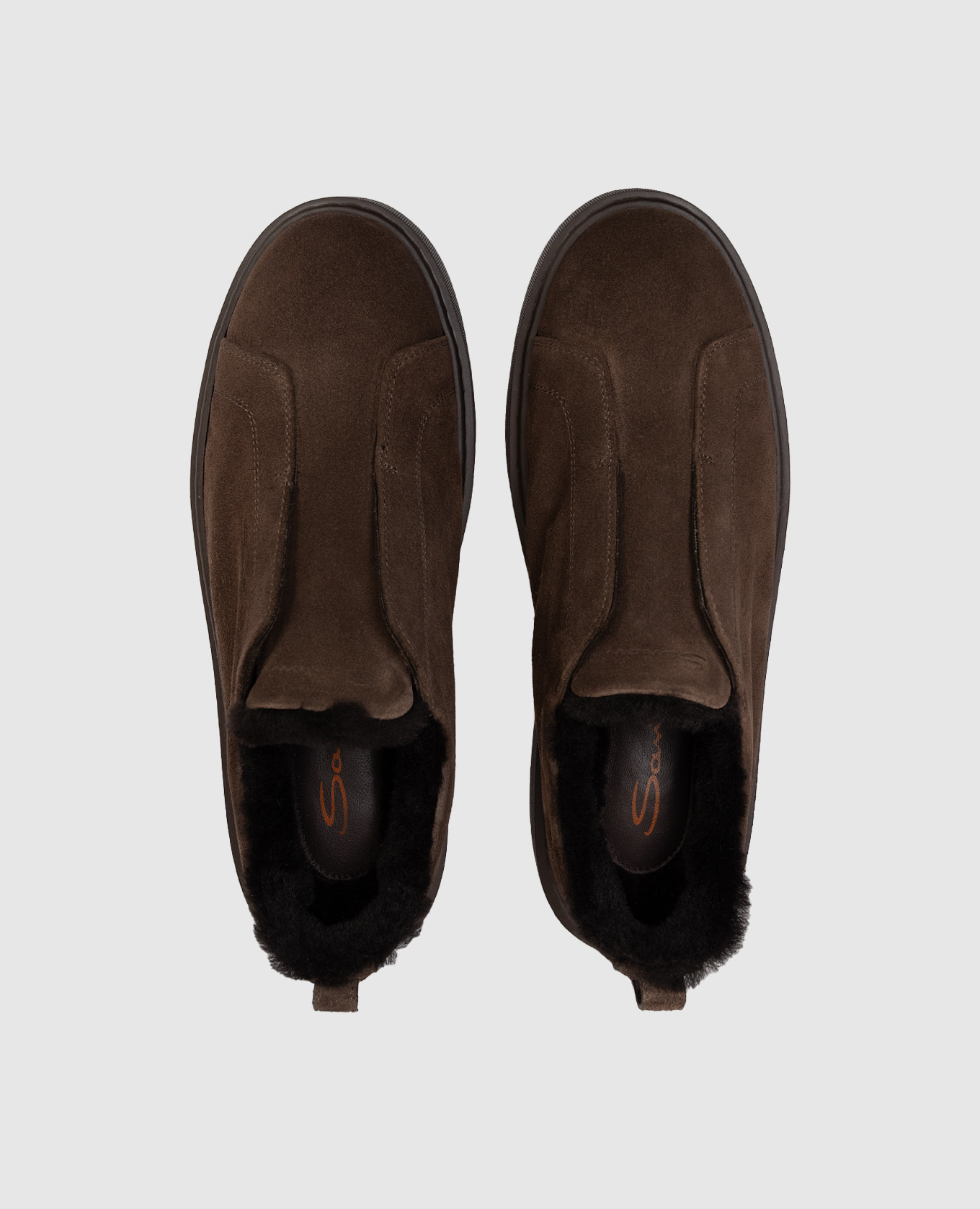 

Brown suede sneakers with fur Santoni