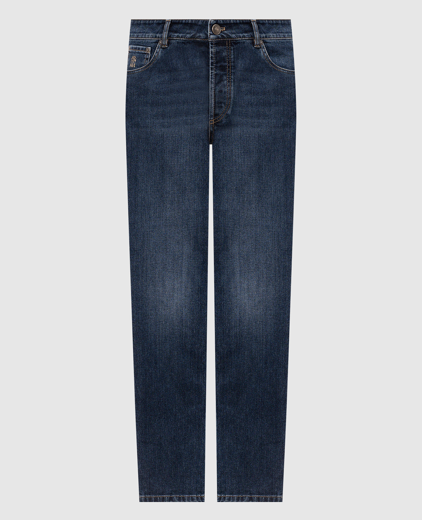 Blue jeans with logo patch