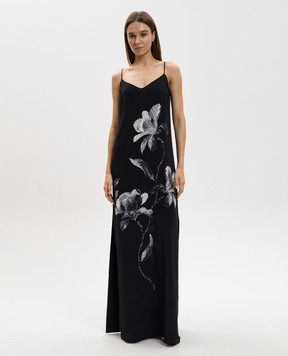 Ermanno Scervino Black printed silk maxi dress D482Q354QLD