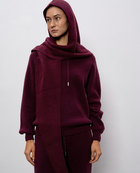Babe Pay Pls Burgundy cashmere hooded scarf AD1901307341R