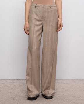 Peserico Brown striped wool pants A0406703362