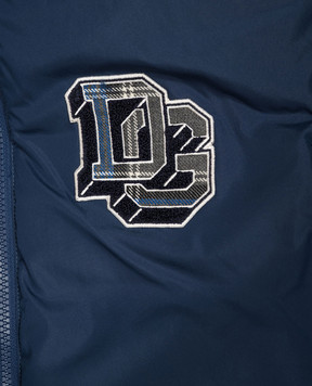 Dolce&Gabbana Children's blue down jacket with a patch L4JB8JG7P8G814