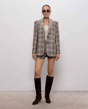 Twinset Beige checked wool shorts 262TP2743