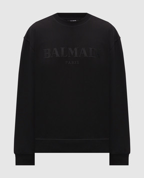 Balmain Black sweatshirt with logo embroidery HH1JQ130BD60