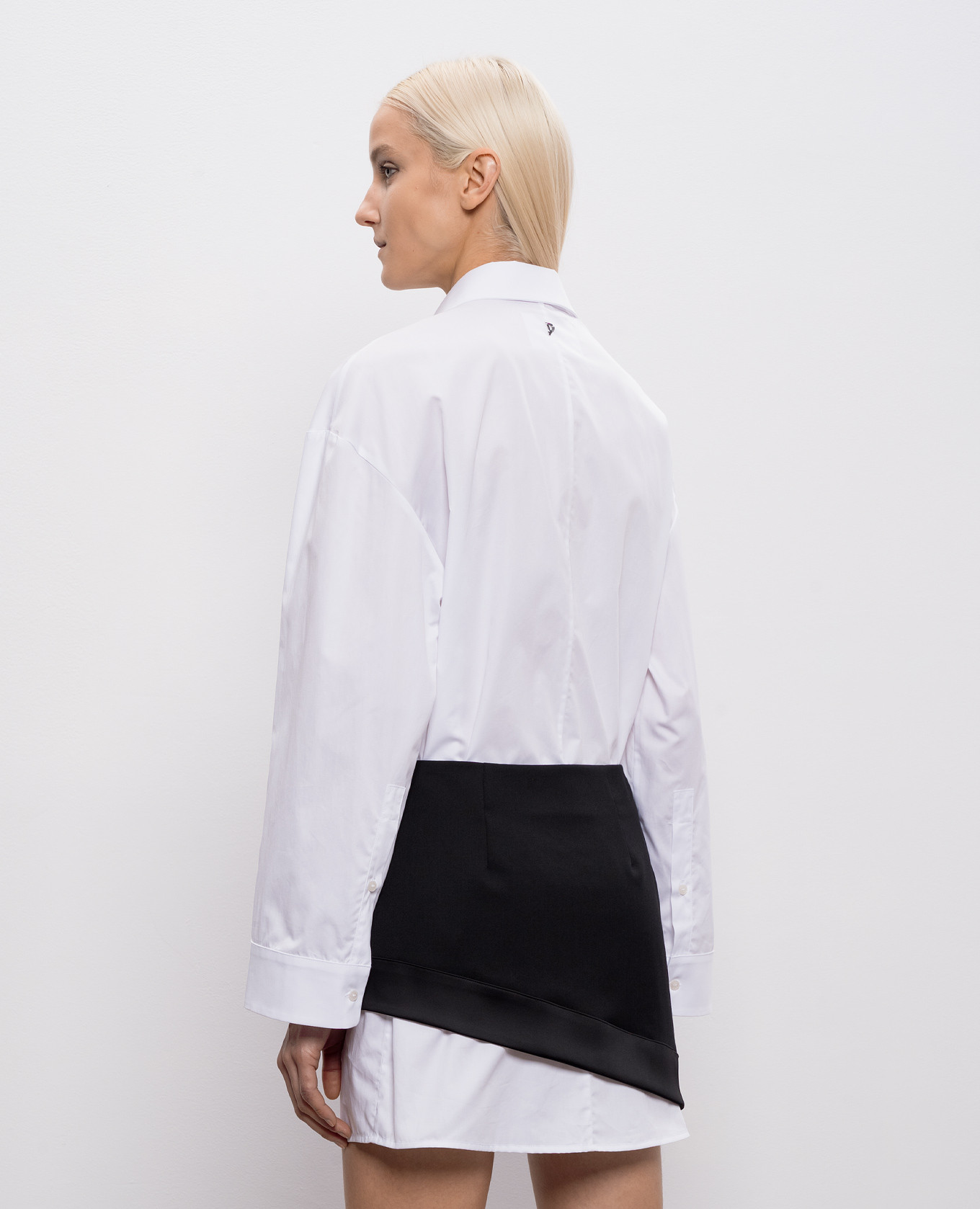 White shirt dress with asymmetrical skirt Dondup 4