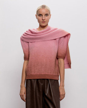 Rowen Rose Pink wool sweater with short sleeves RRK558