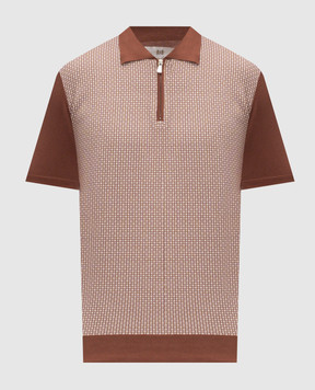 Enrico Mandelli Brown polo shirt with patterned silk 1K024A5703