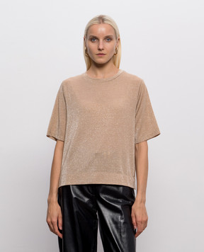Momoni Iora beige lurex t-shirt MOTS00156MO
