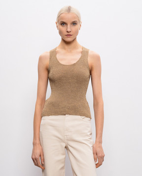 Twinset Brown linen top with lurex 261TT3212