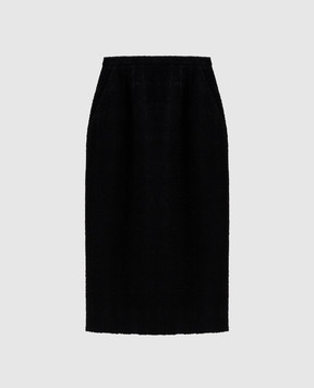 Dolce&Gabbana Black tweed midi skirt with wool F4DG9TFQZBD