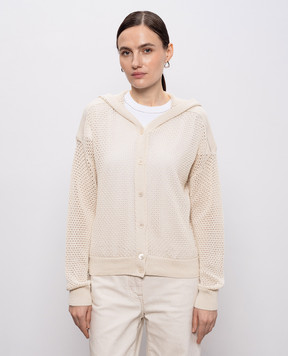 Peserico Beige cardigan with hood S99111F0709234
