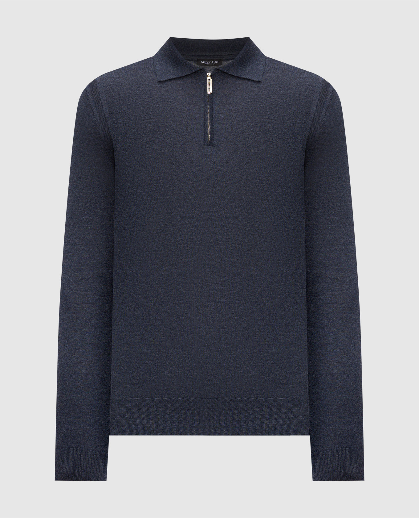 Blue cashmere and silk polo shirt