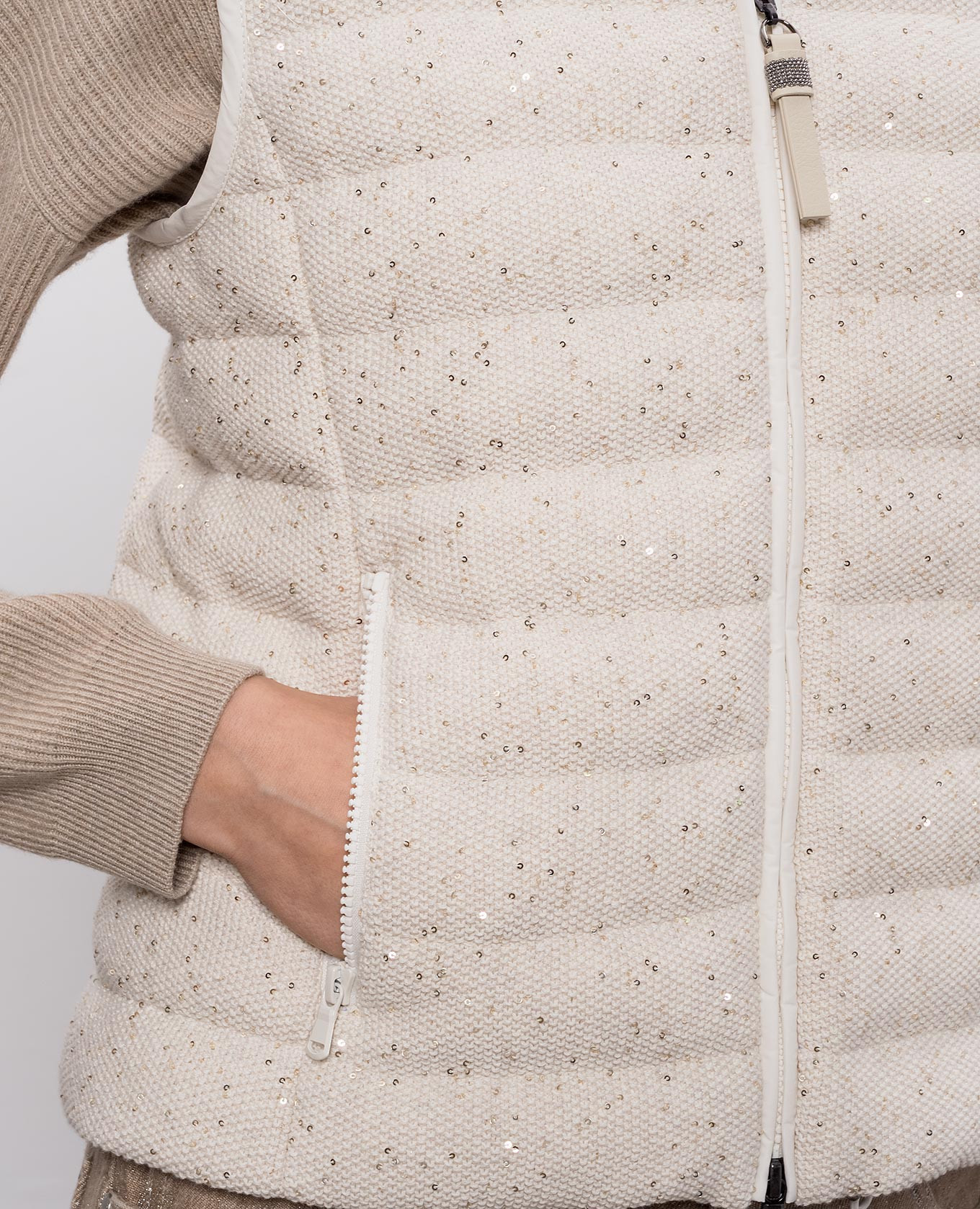 Beige down vest with sequins Brunello Cucinelli 4