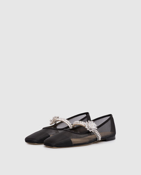 Mach&Mach Black Lotus Flower ballet flats S091310NET