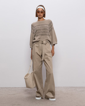 Brunello Cucinelli Brown sweater with a striped pattern M58734710P