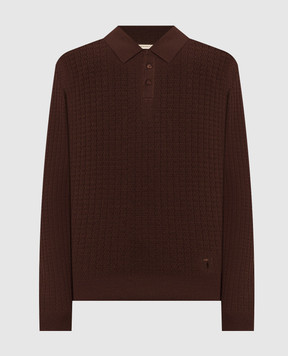 Trussardi Brown wool polo shirt with pattern M0148000112NMK646K36